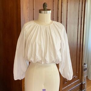 Maeve for Anthropologie 100% Cotton White Bubble Blouse NWOT